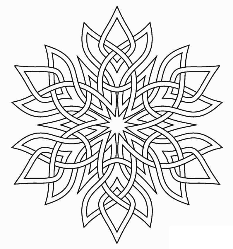 Desenho de Floco de Neve Maravilhoso para Colorir e Pintar