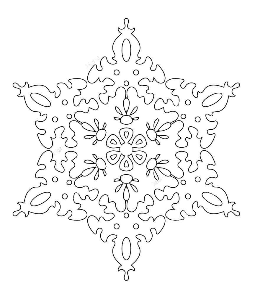 Desenho de Floco de Neve para Imprimir Lápis de Cor e Pintar