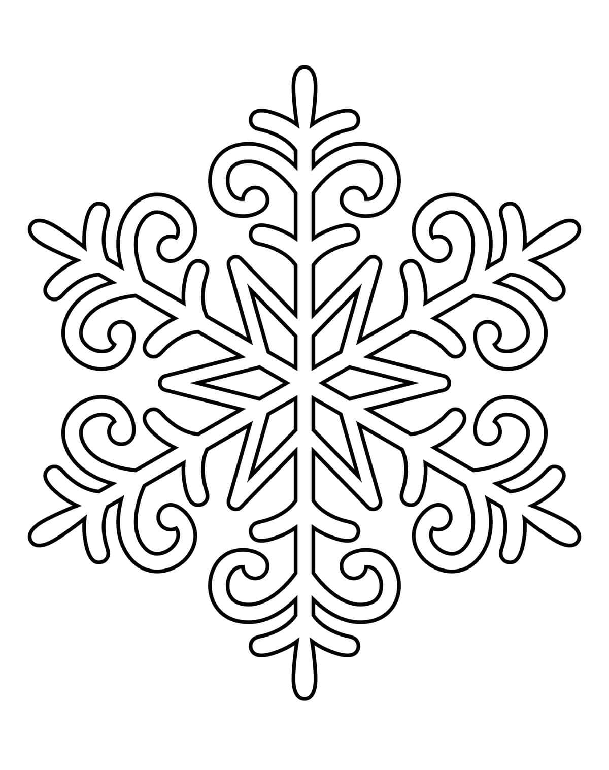 Desenho de Floco de Neve Simples para Desenhar e Colorir Grátis e Pintar