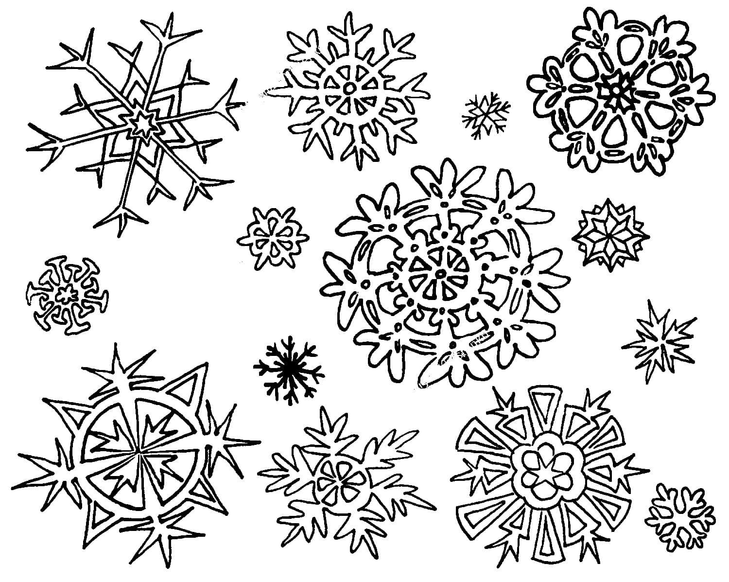 Desenho de Flocos de Neve Grátis para Colorir e Pintar