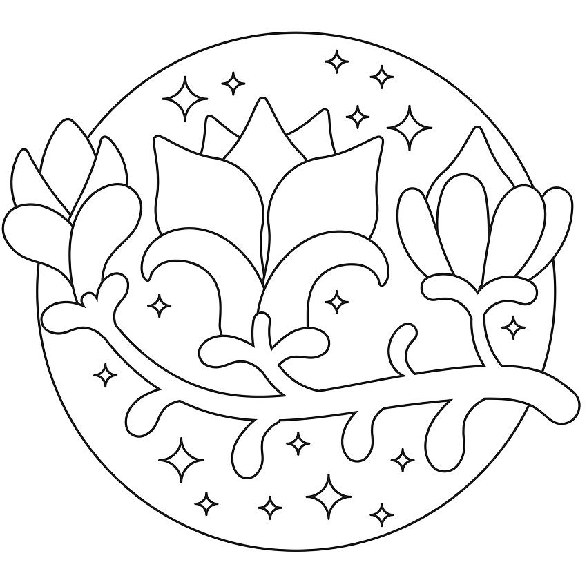Desenho de Flor de Magnólia para Imprimir Pdf e Pintar