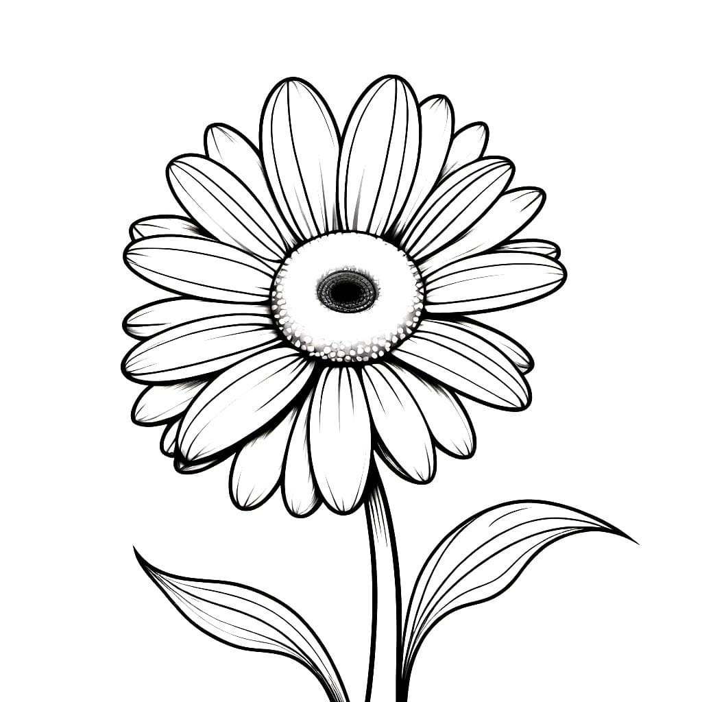 Desenho de Grande Margarida para Colorir e Pintar