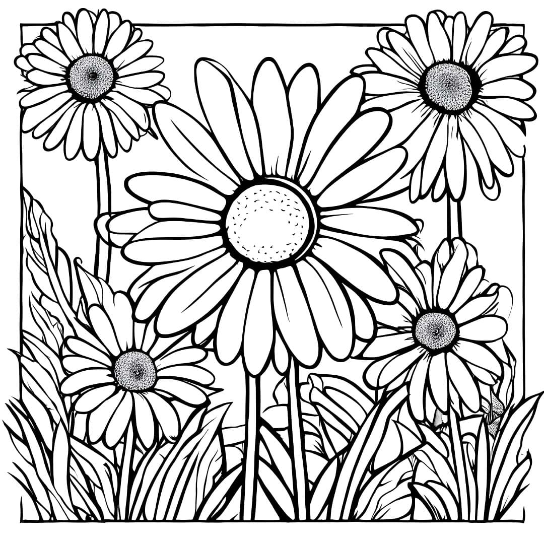 Desenho de Imagem Grande de Margarida para Colorir e Pintar