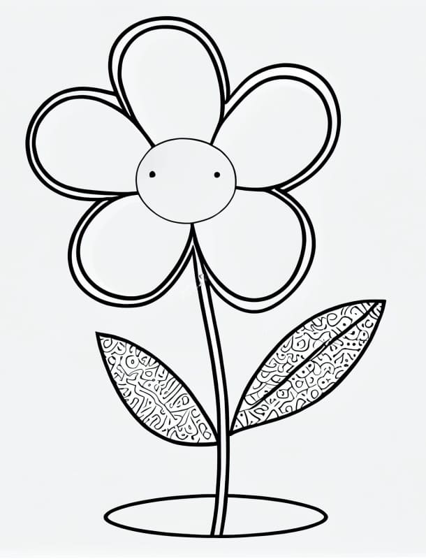 Desenho de Flor Fofa para Colorir e Pintar