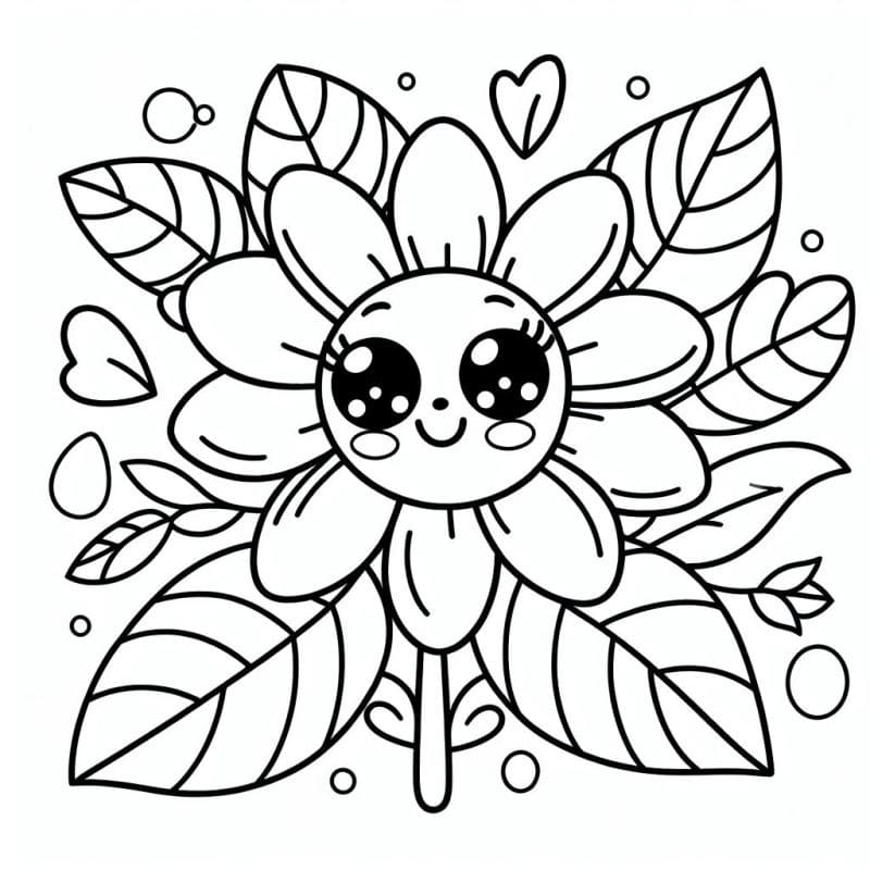 Desenho de Flor Muito Fofa para Colorir e Pintar