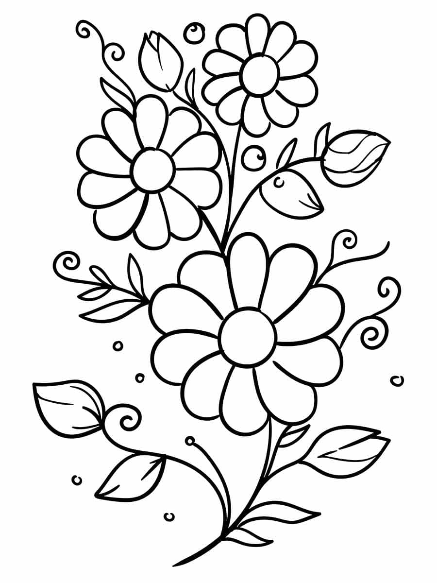 Desenho de Flores Grátis para Colorir e Pintar