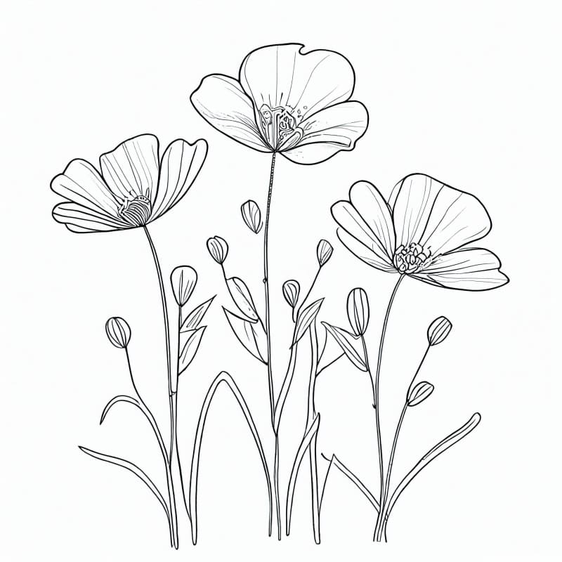 Desenho de Flores Imprimivel para Colorir e Pintar