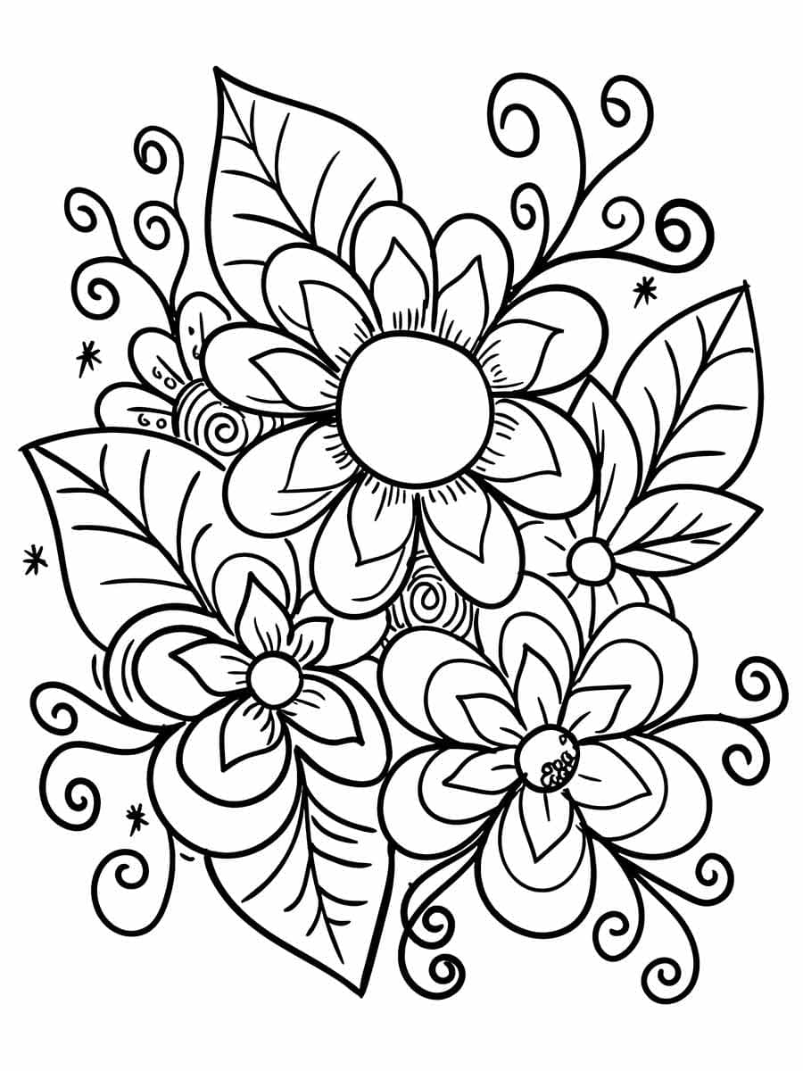 Desenho de Flores Incríveis para Colorir e Pintar