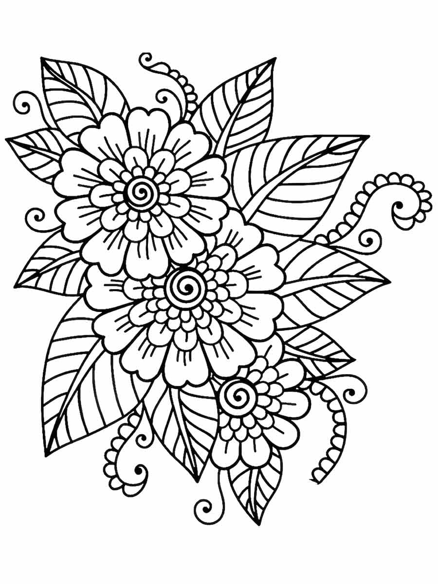 Desenho de Flores Maravilhosas para Colorir e Pintar