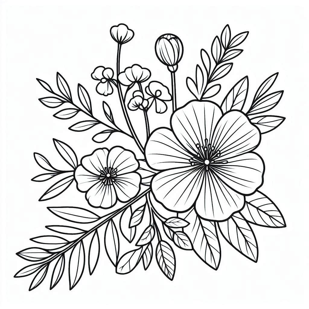 Desenho de Flores para Crianças para Colorir e Pintar
