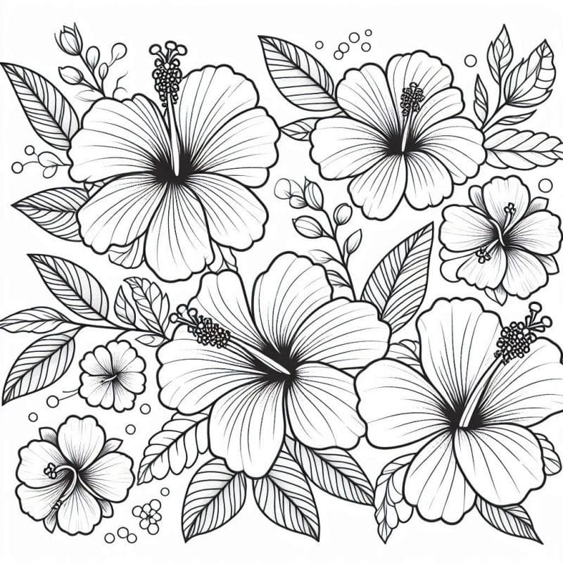 Desenho de Flores Realistas para Colorir e Pintar