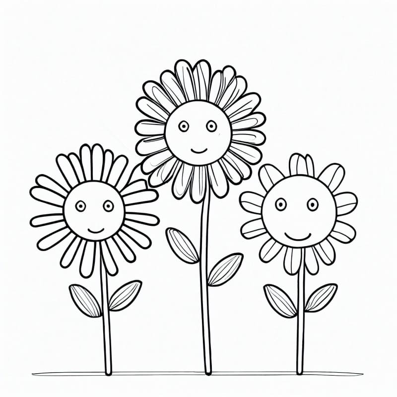 Desenho de Lindas Flores para Colorir e Pintar