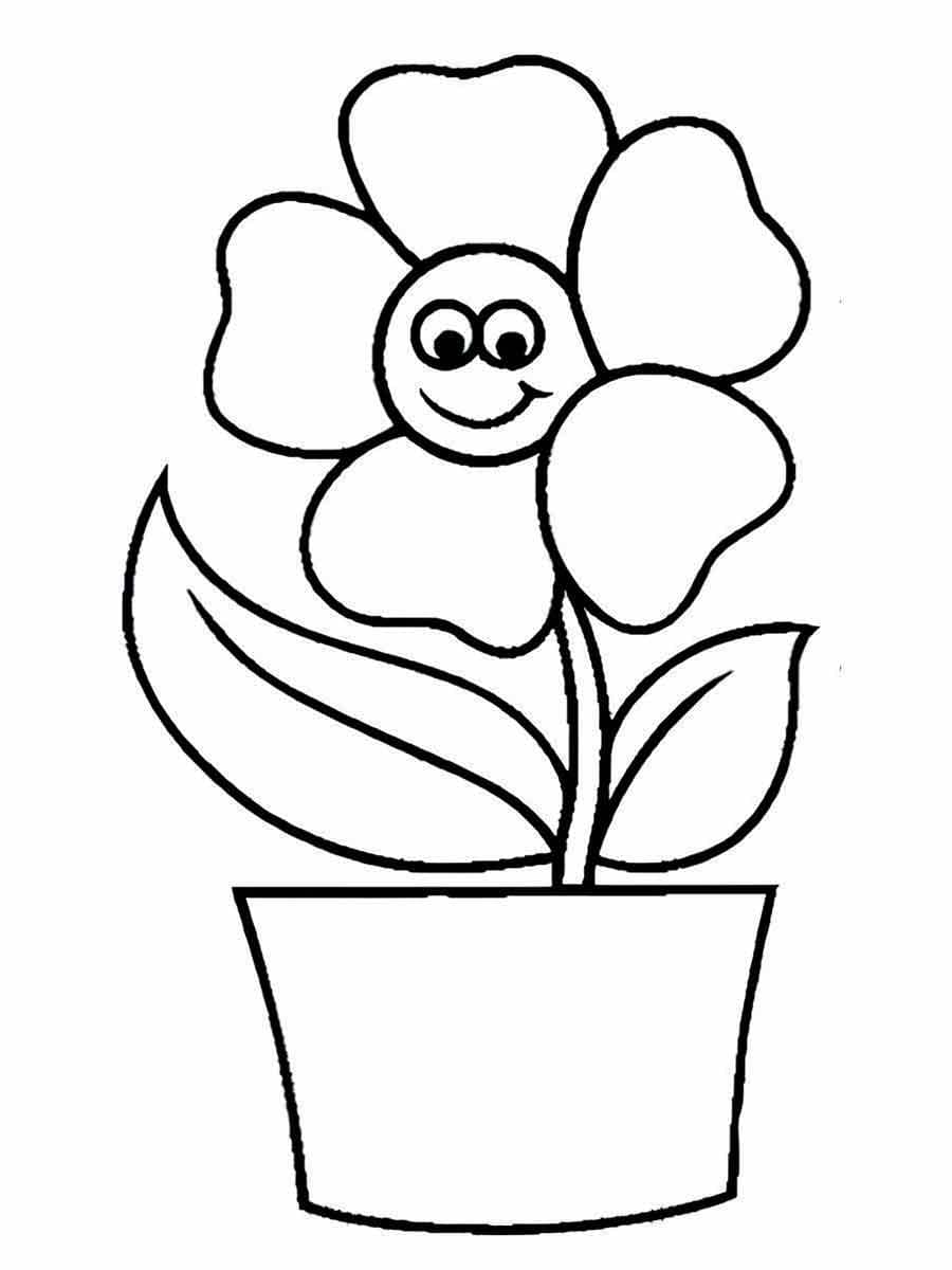 Desenho de uma Flor Fofa para Colorir e Pintar