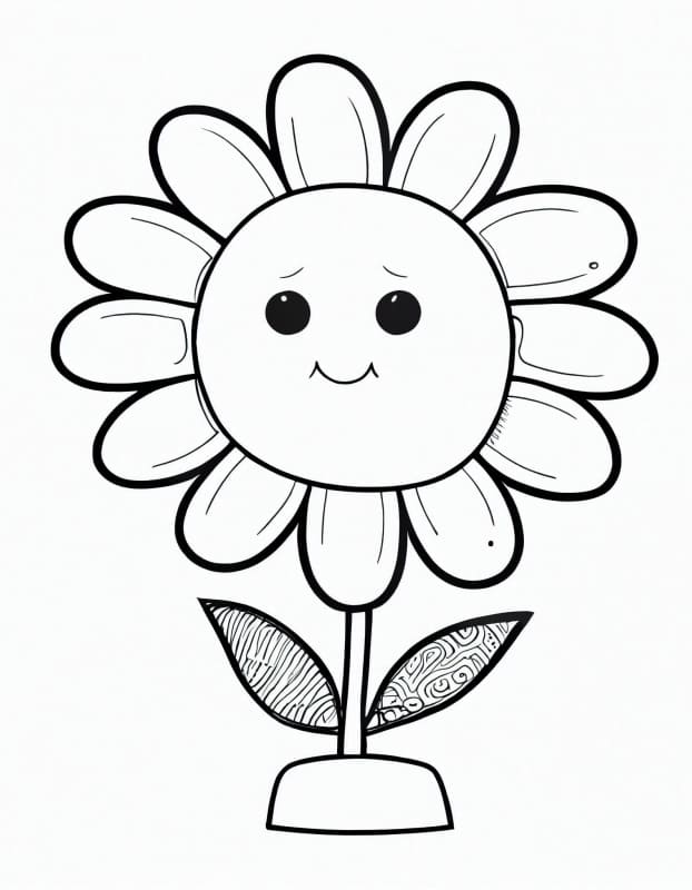 Desenho de uma Flor Muito Fofa para Colorir e Pintar