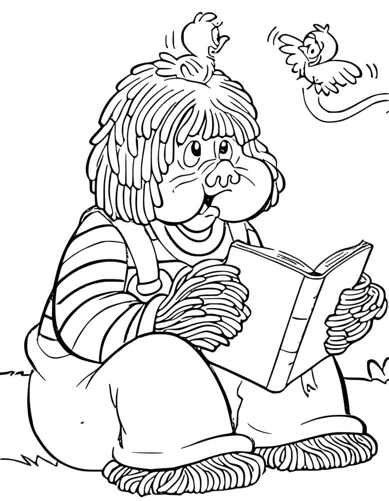 Desenho de Fofao Lendo o Livro para Colorir e Pintar