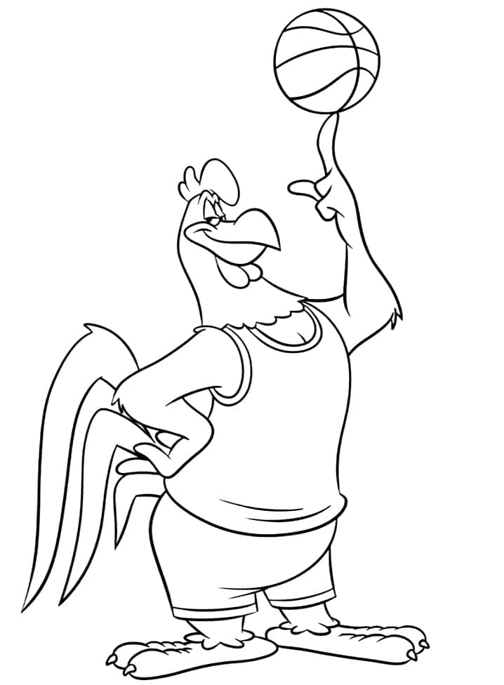 Desenho Foghorn Leghorn Jogando Basquete para Colorir e Pintar