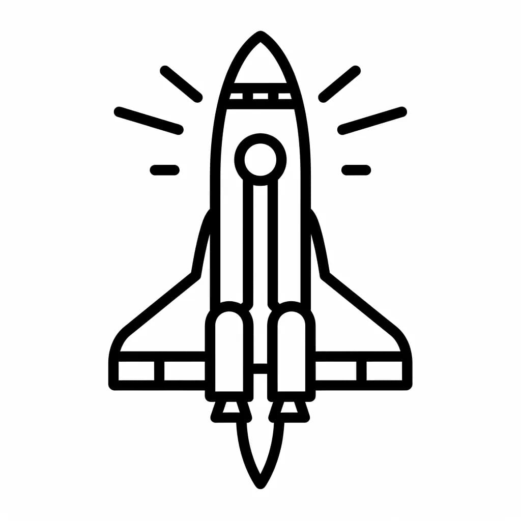 Desenho de Foguete em Voo para Colorir e Pintar