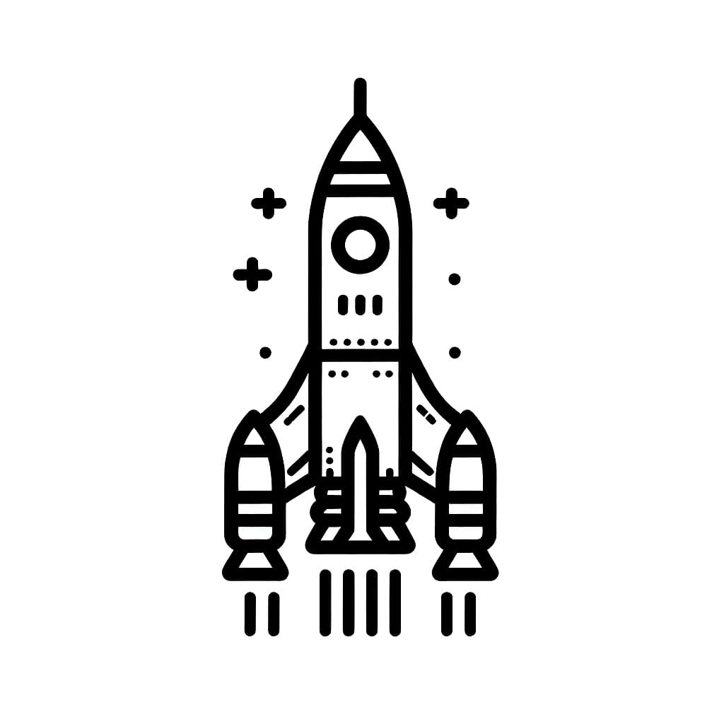 Desenho de Foguete para Imprimir para Colorir e Pintar
