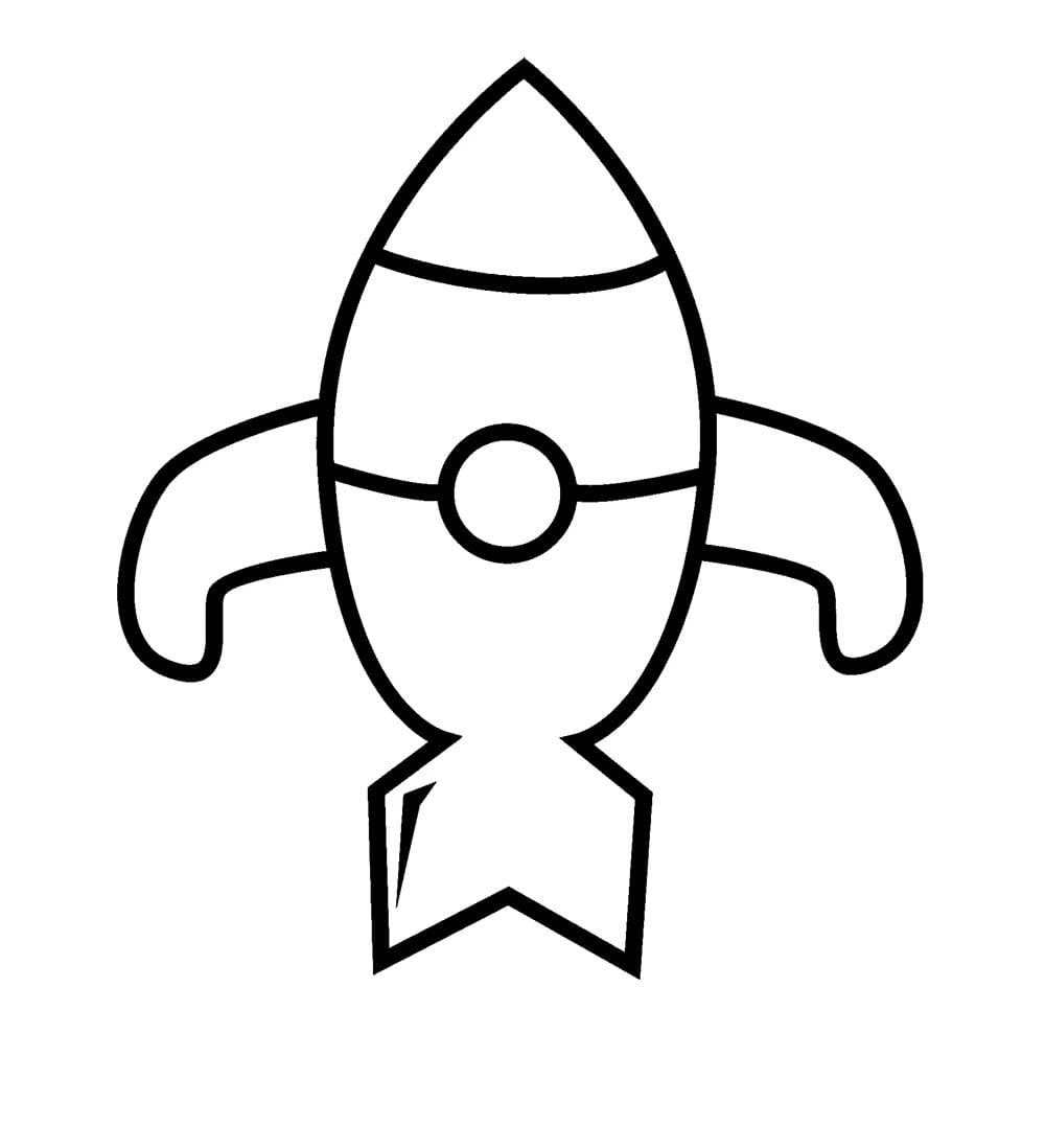 Desenho de Foguete Simples para Colorir e Pintar