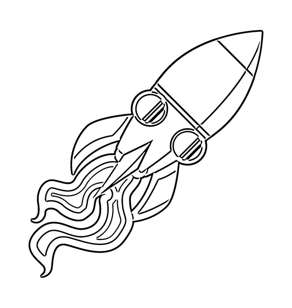 Desenho de Foguetes Normal para Colorir e Pintar