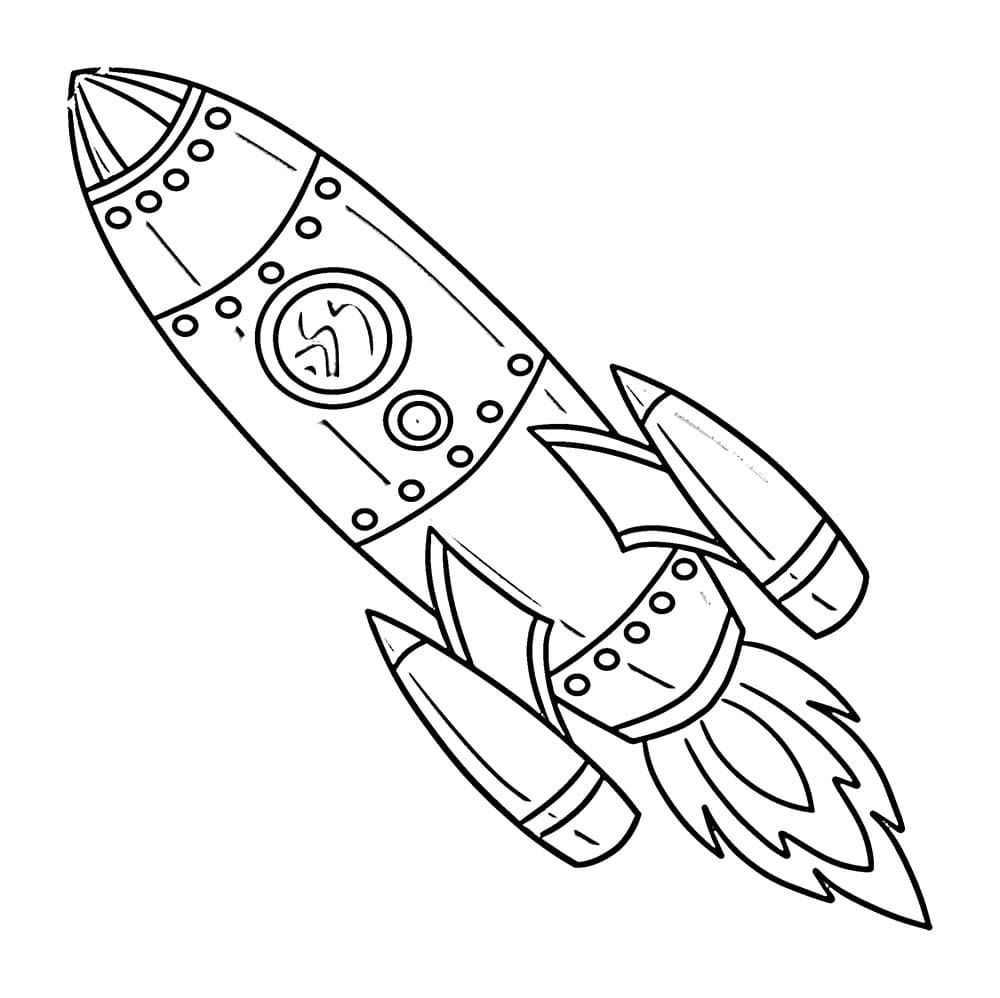 Desenho de Grande Foguete para Colorir e Pintar