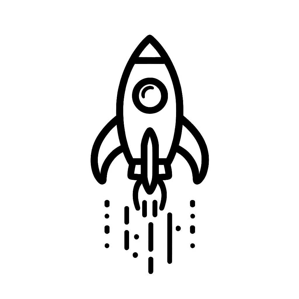 Desenho de o Foguete Voá Alto para Colorir e Pintar