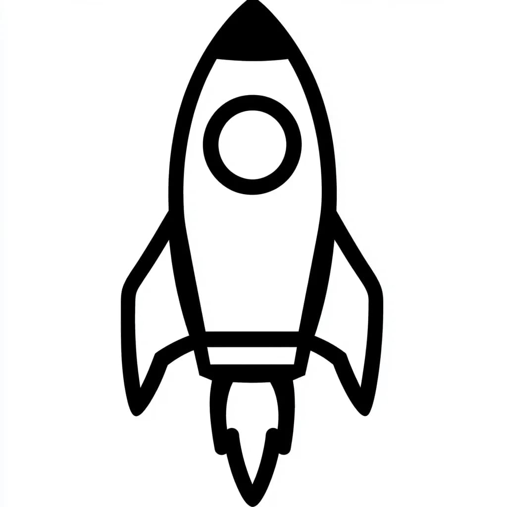 Desenho de Foguete Fácil para Colorir e Pintar