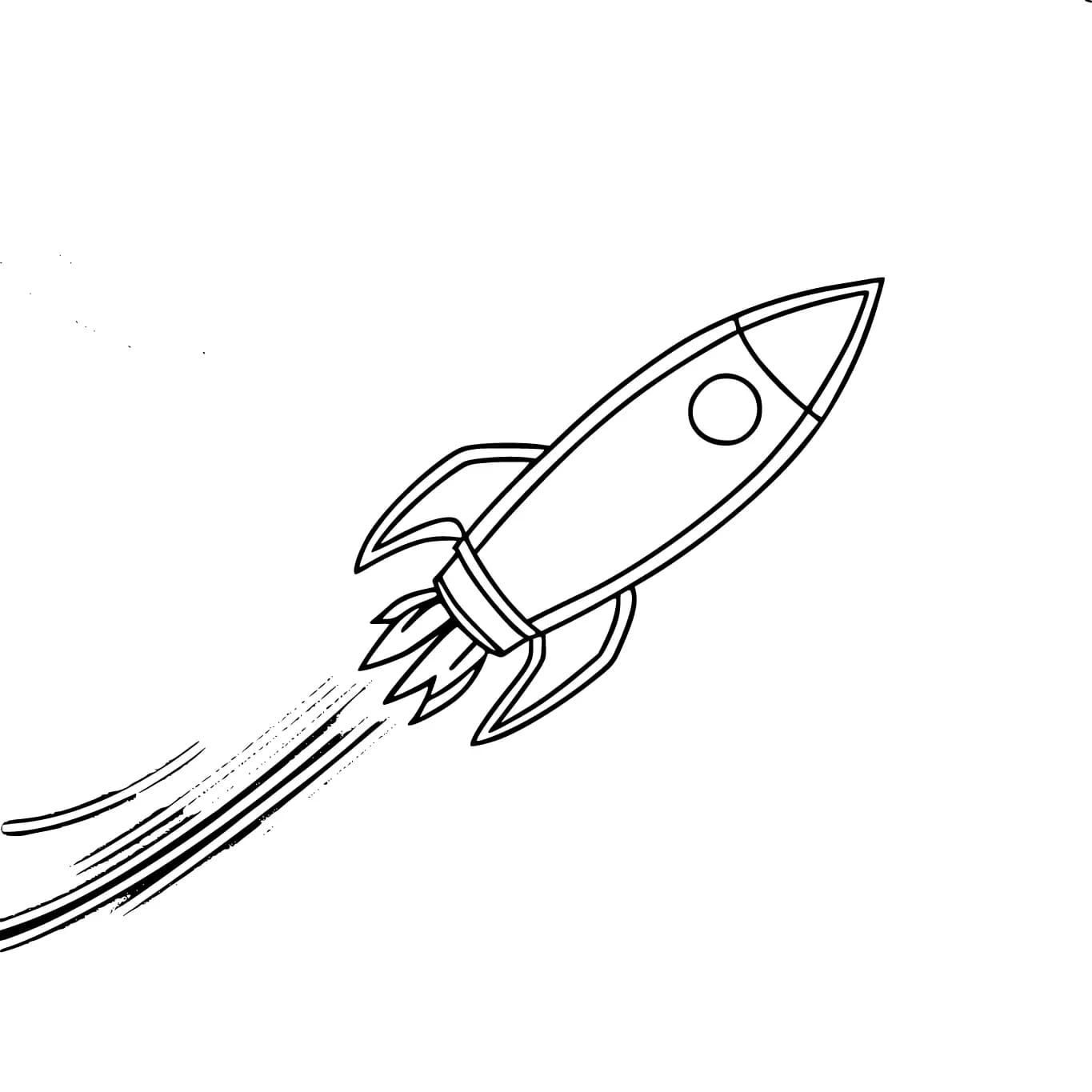 Desenho de Imagem Foguete Fácil para Colorir e Pintar