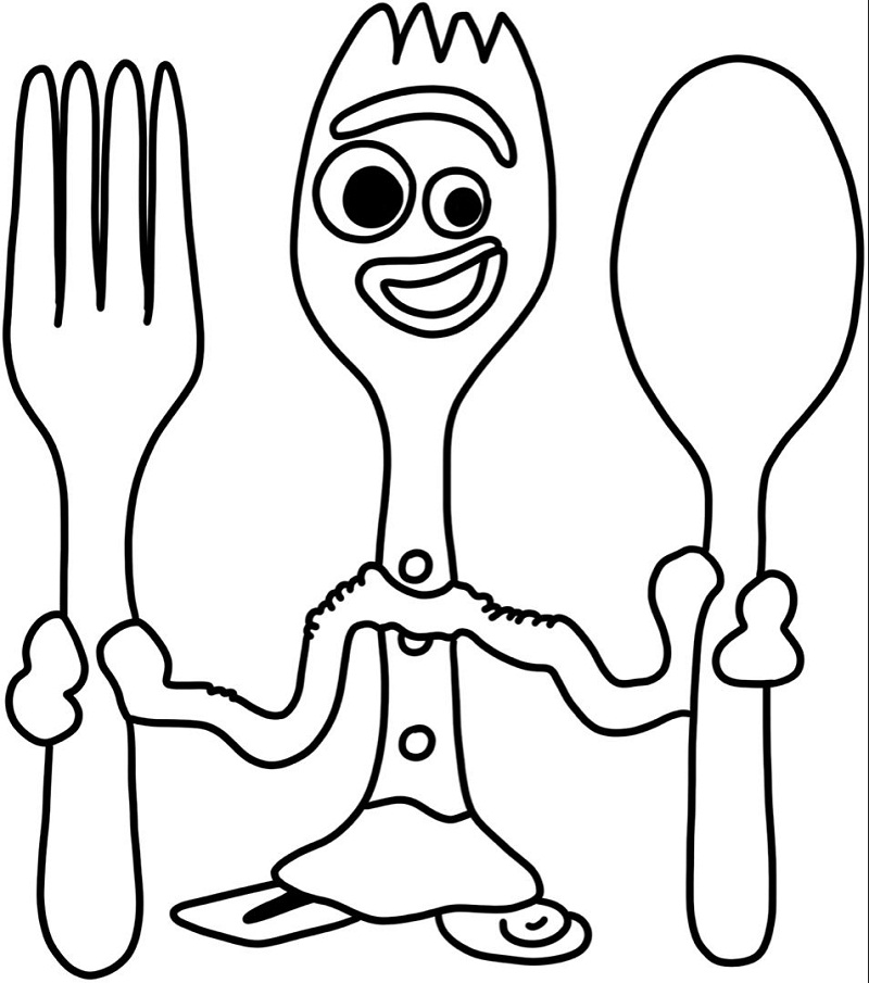 Desenho de Forky Fofo para Colorir Pdf e Pintar