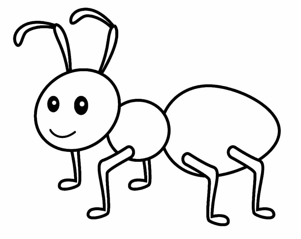 Desenho de Formigá Simples para Colorir e Pintar
