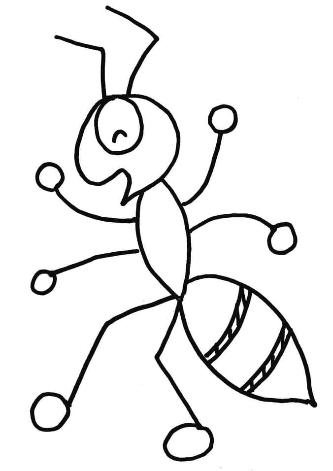 Desenho de uma Formigá Alegre para Colorir e Pintar