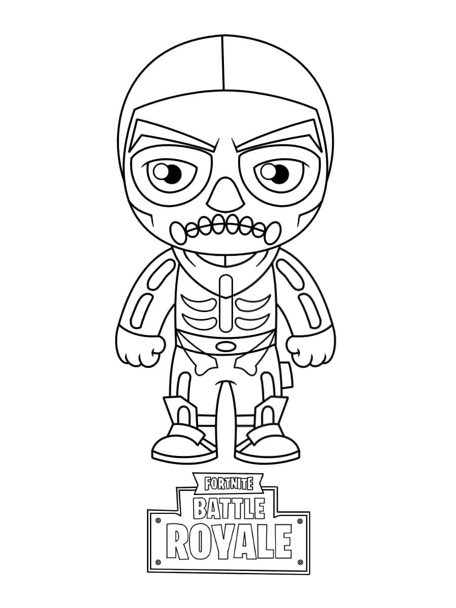 Desenho de Chibi Skull Trooper de Fortnite para Colorir e Pintar