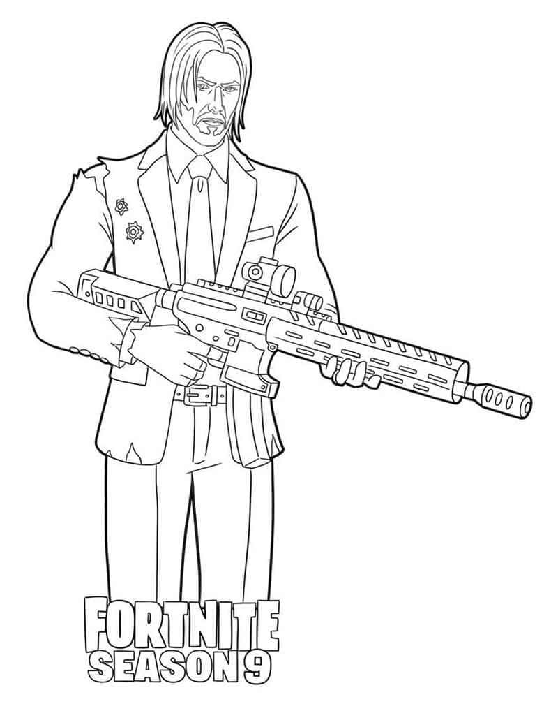 Desenho de John Wick de Fortnite para Colorir e Pintar