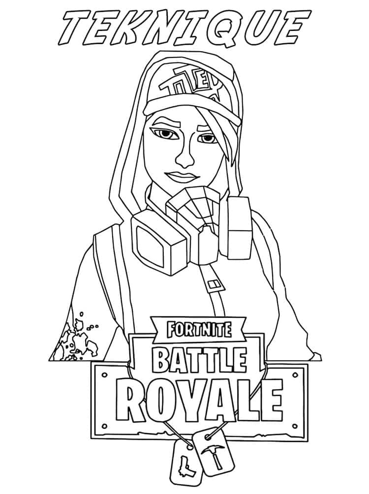 Desenho de Teknique de Fortnite para Colorir e Pintar
