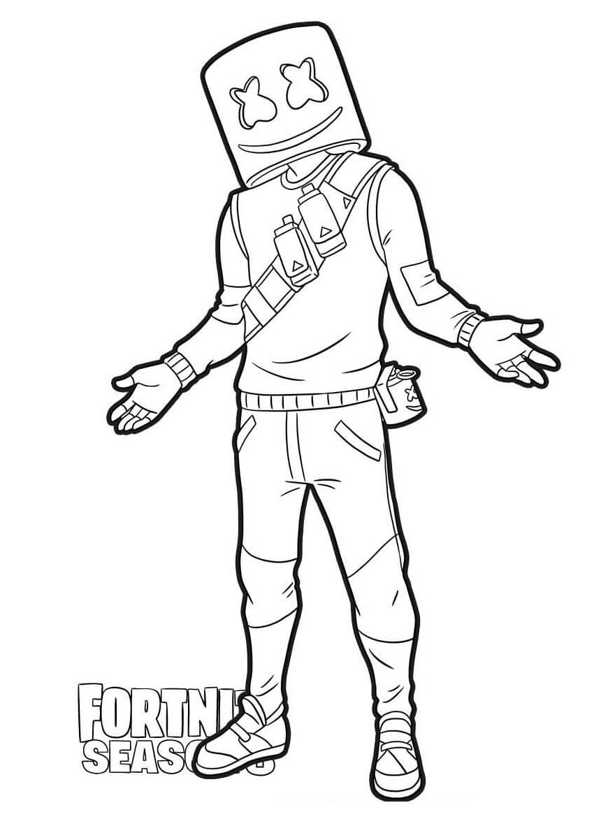 Desenho de Marshmello Fortnite para Colorir e Pintar