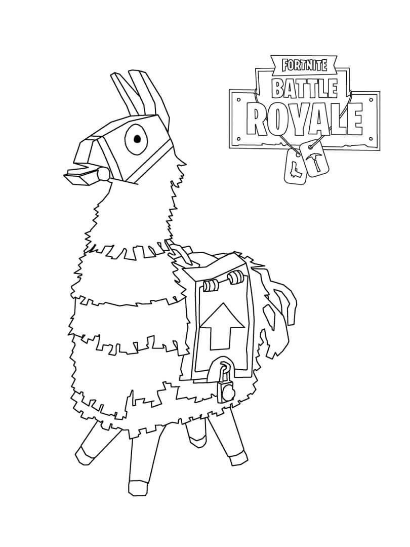 Desenho Llama Pinatas Fortnite para Colorir e Pintar
