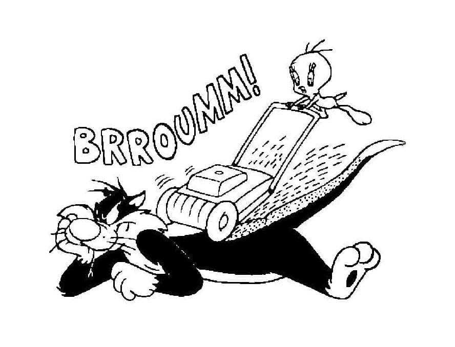 Desenho de Frajola com Piu Piu para Colorir e Pintar