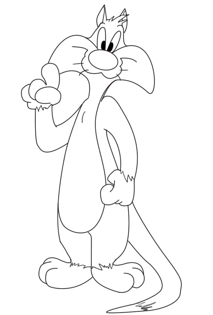 Desenho Frajola Sorrindo para Colorir e Pintar