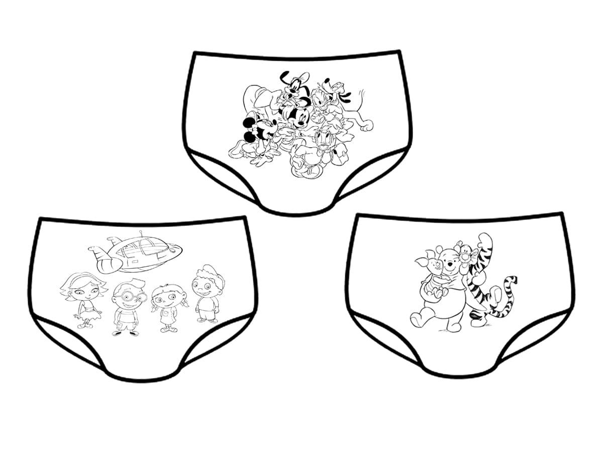 Desenho de Três Fraldas para Colorir e Pintar
