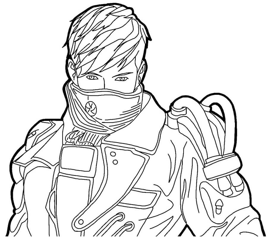 Desenho de Personagem de Free Fire para Colorir Pdf e Pintar