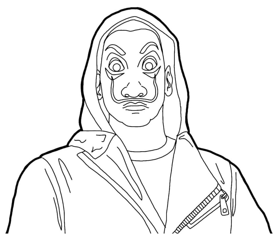 Desenho Money Heist Free Fire para Colorir e Pintar