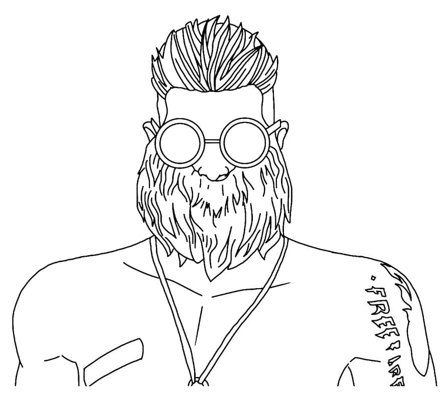 Desenho Old Man Free Fire para Colorir e Pintar