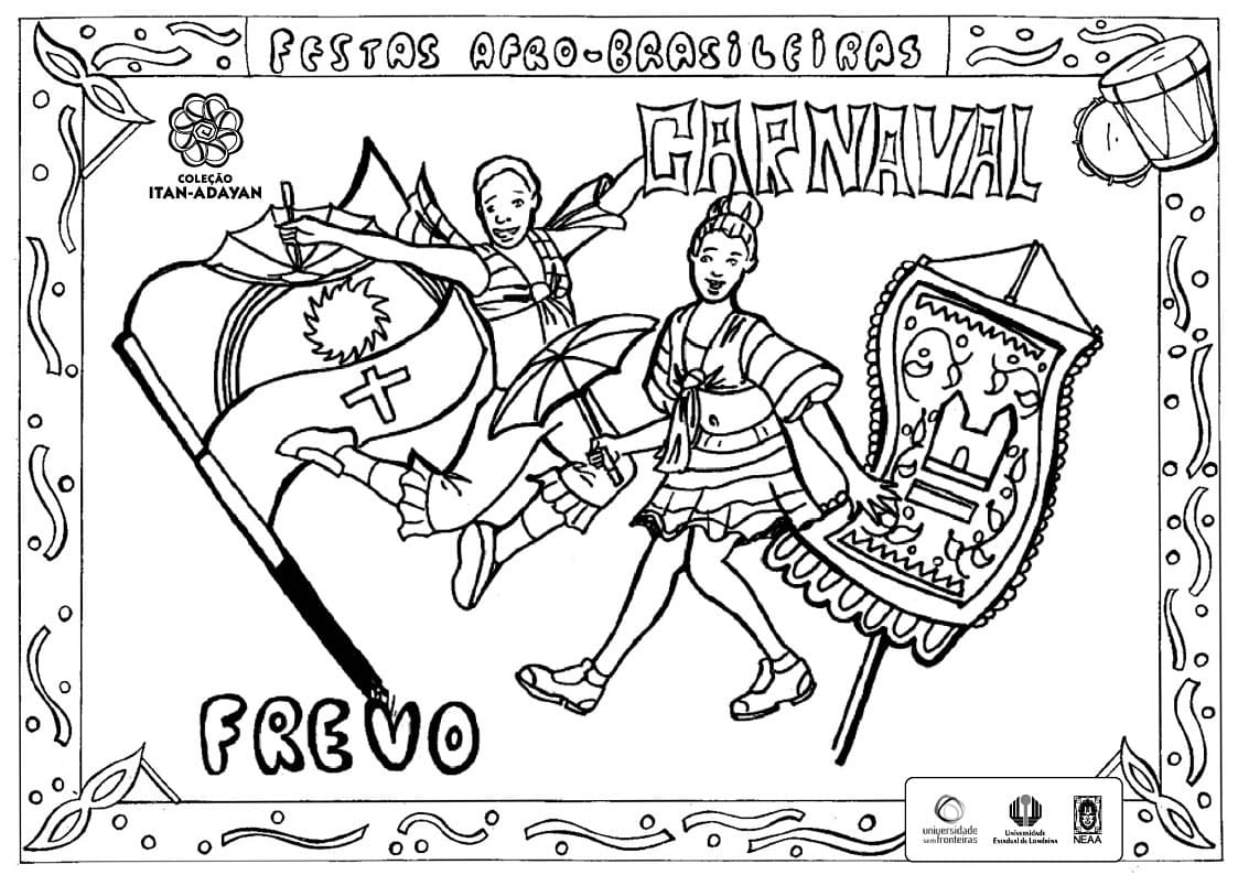 Desenho de Carnaval Frevo para Colorir e Pintar