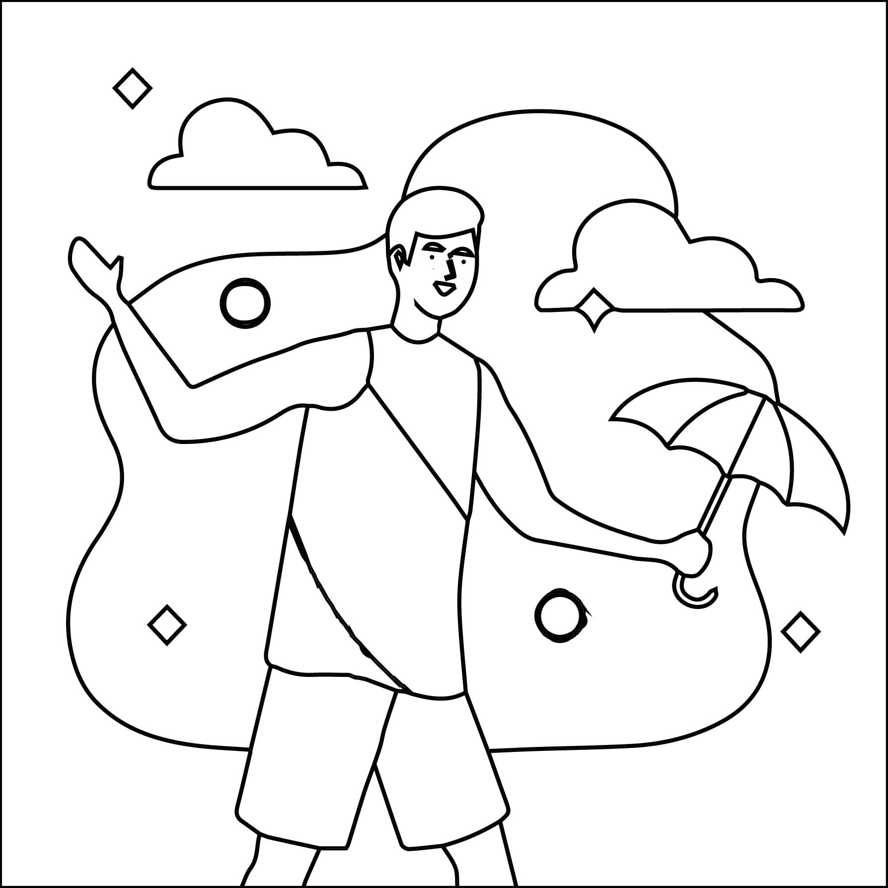 Desenho de Frevo Grátis para Colorir e Pintar