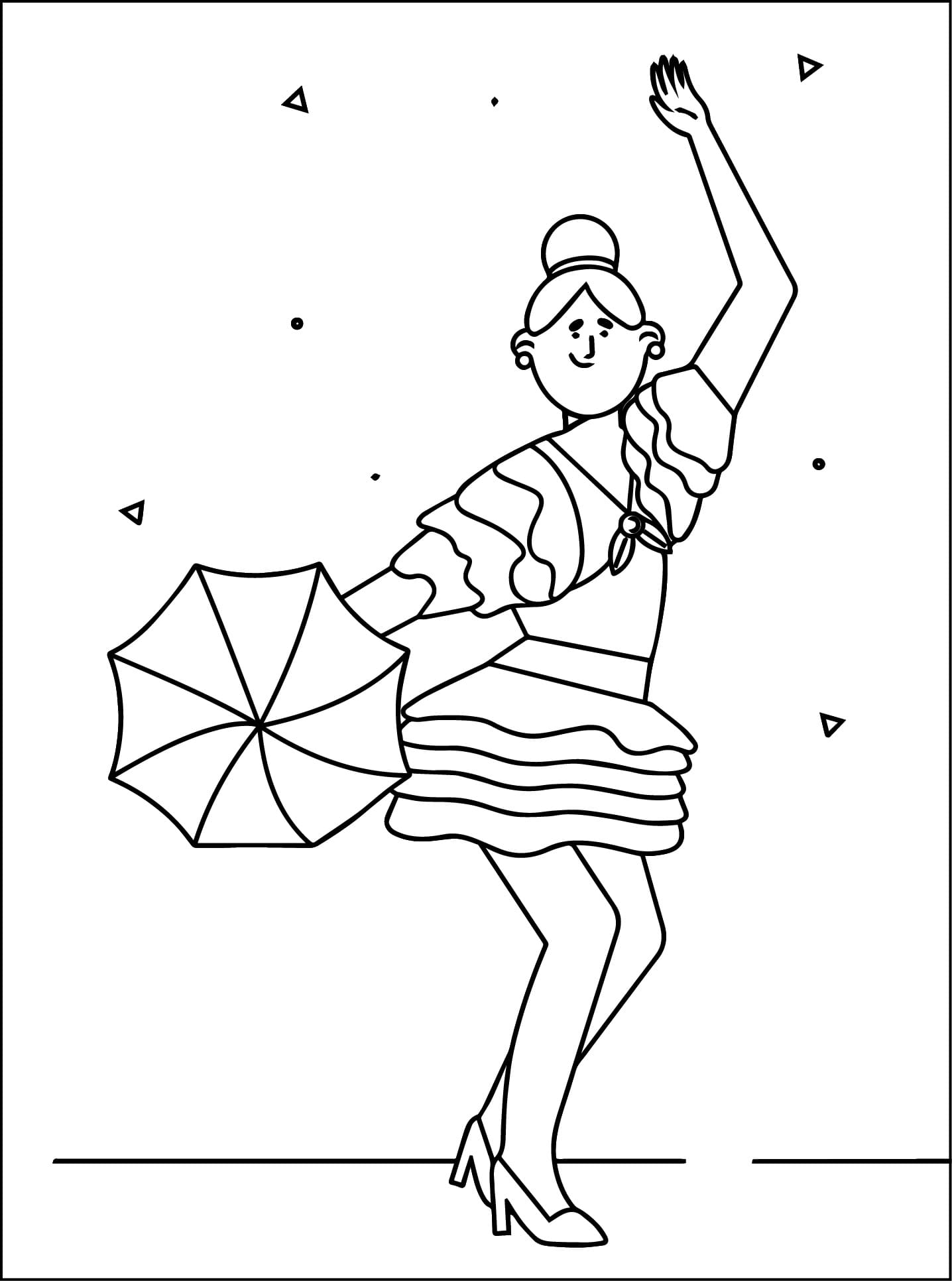 Desenho de Frevo Imprimivel para Colorir e Pintar