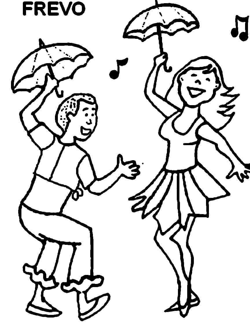 Desenho de Frevo para Crianças de 2 Ano para Colorir e Pintar