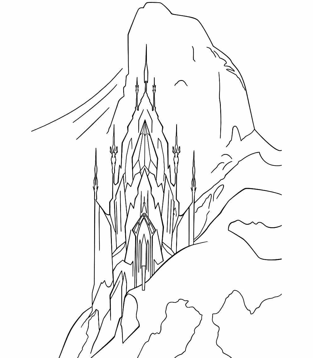 Desenho de Castelo da Rainha de Frozen para Colorir e Pintar
