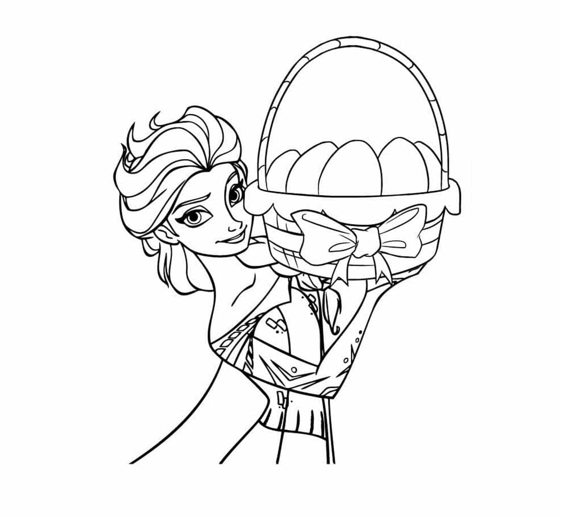 Desenho de Elsa com Ovos de Chocolate para Colorir e Pintar