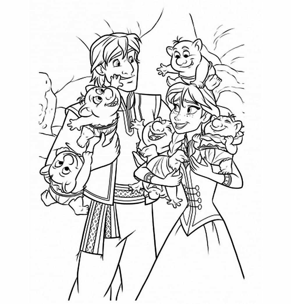 Desenho de Pequenos Trolls em Frozen para Colorir e Pintar