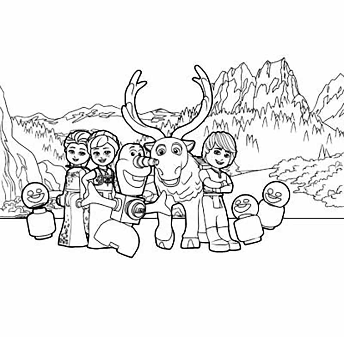 Desenho de Personagens Lego Frozen para Colorir e Pintar